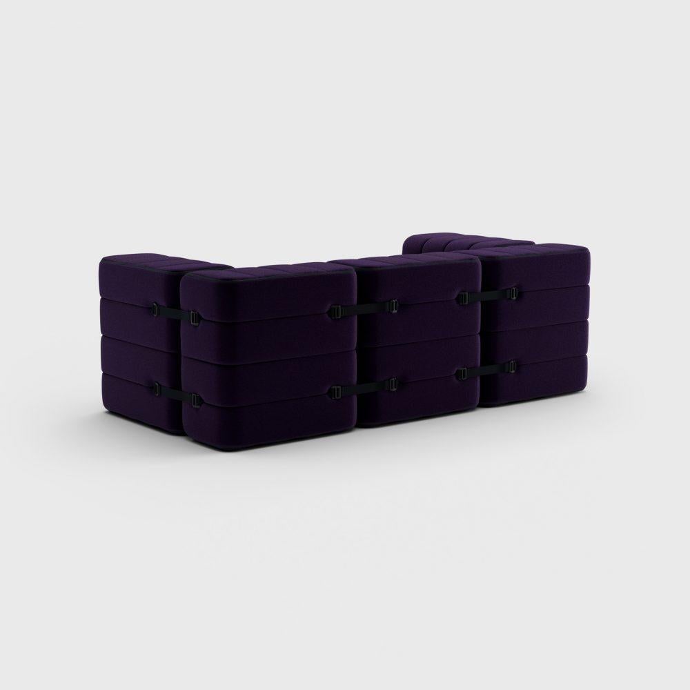 Modern Curt-Set 7 - E.G. Flexible 2-Seater with Armrests - Jet - 9607 'Blue / Purple' For Sale