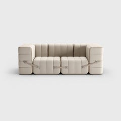 Curt-Set 7 - e.g. Flexible 2-seater with armrests - Sera - Calla (White / Beige)