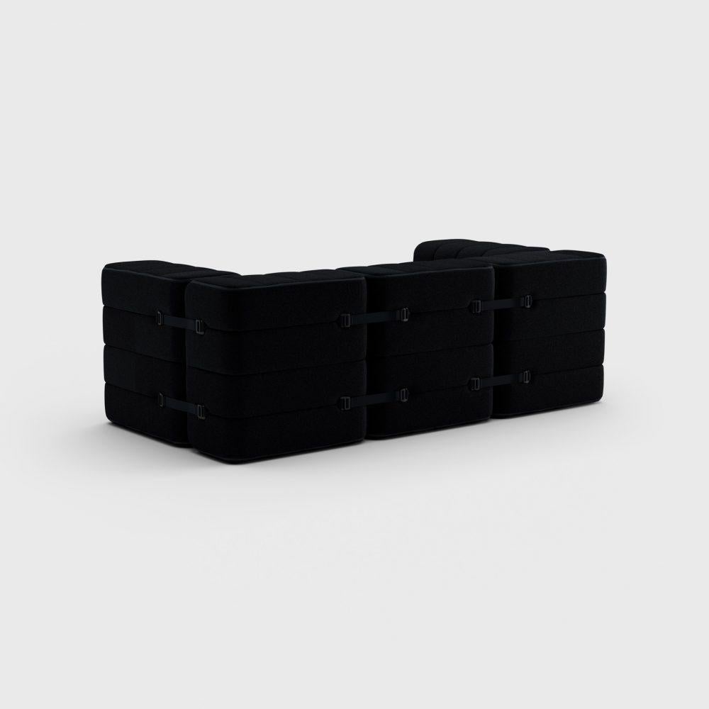 Modern Curt-Set 7 - E.G. Flexible 2-Seater with Armrests - Sera - Ebony 'Black' For Sale