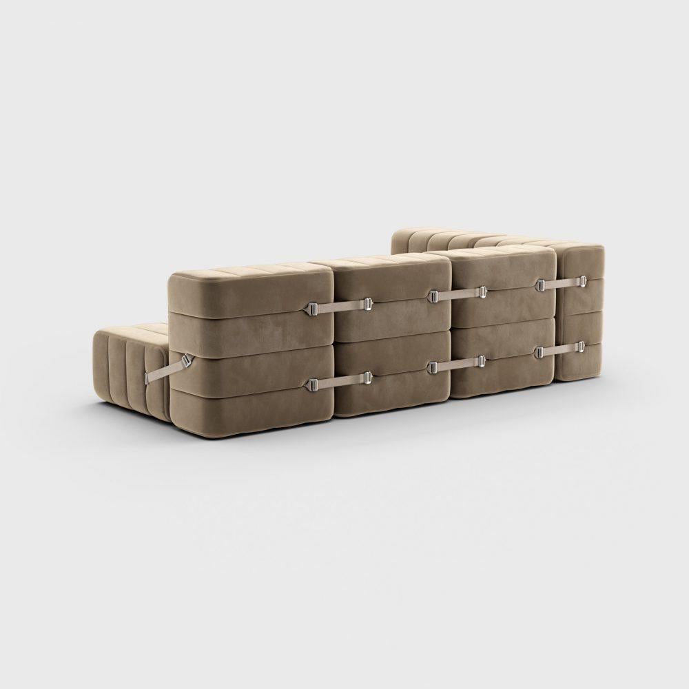 Modern Curt-Set 9 - E.G. Flexible Small Corner Sofa - Barcelona - Vole - V3347/15 Grey For Sale
