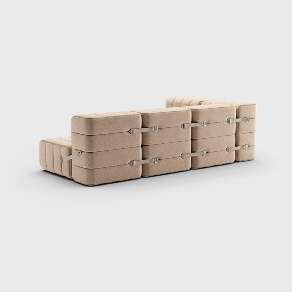 Modern Curt-Set 9 - E.G. Flexible Small Corner Sofa - Dama - 0029 'Beige / Grey' For Sale