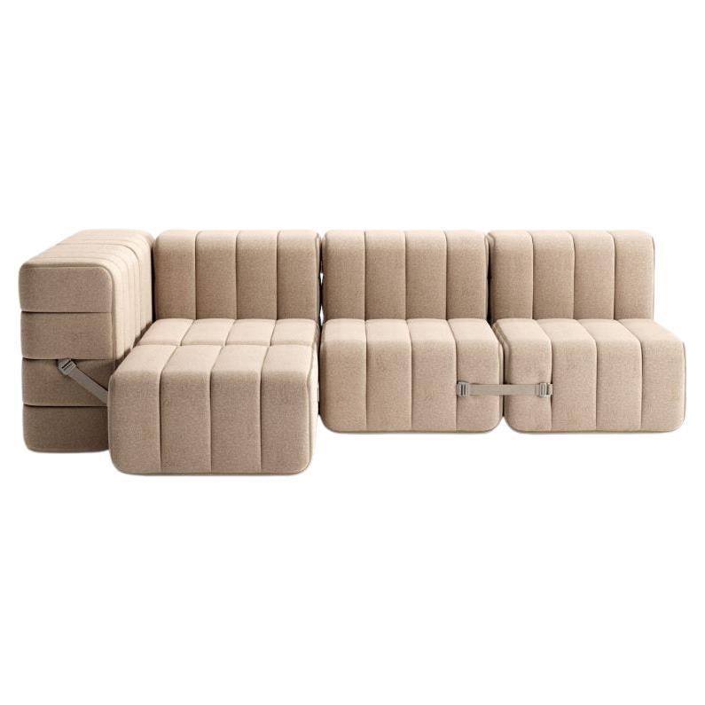 Curt-Set 9 - E.G. Flexible Small Corner Sofa - Dama - 0029 'Beige / Grey' For Sale