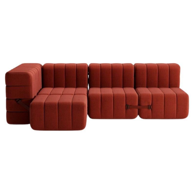 Curt-Set 9 - E.G. Flexible Small Corner Sofa - Dama - 0058 'Red' For Sale