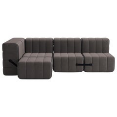 Curt-Set 9 - e.g. Flexible small corner sofa - Jet - 9108 (Grey / Brown)