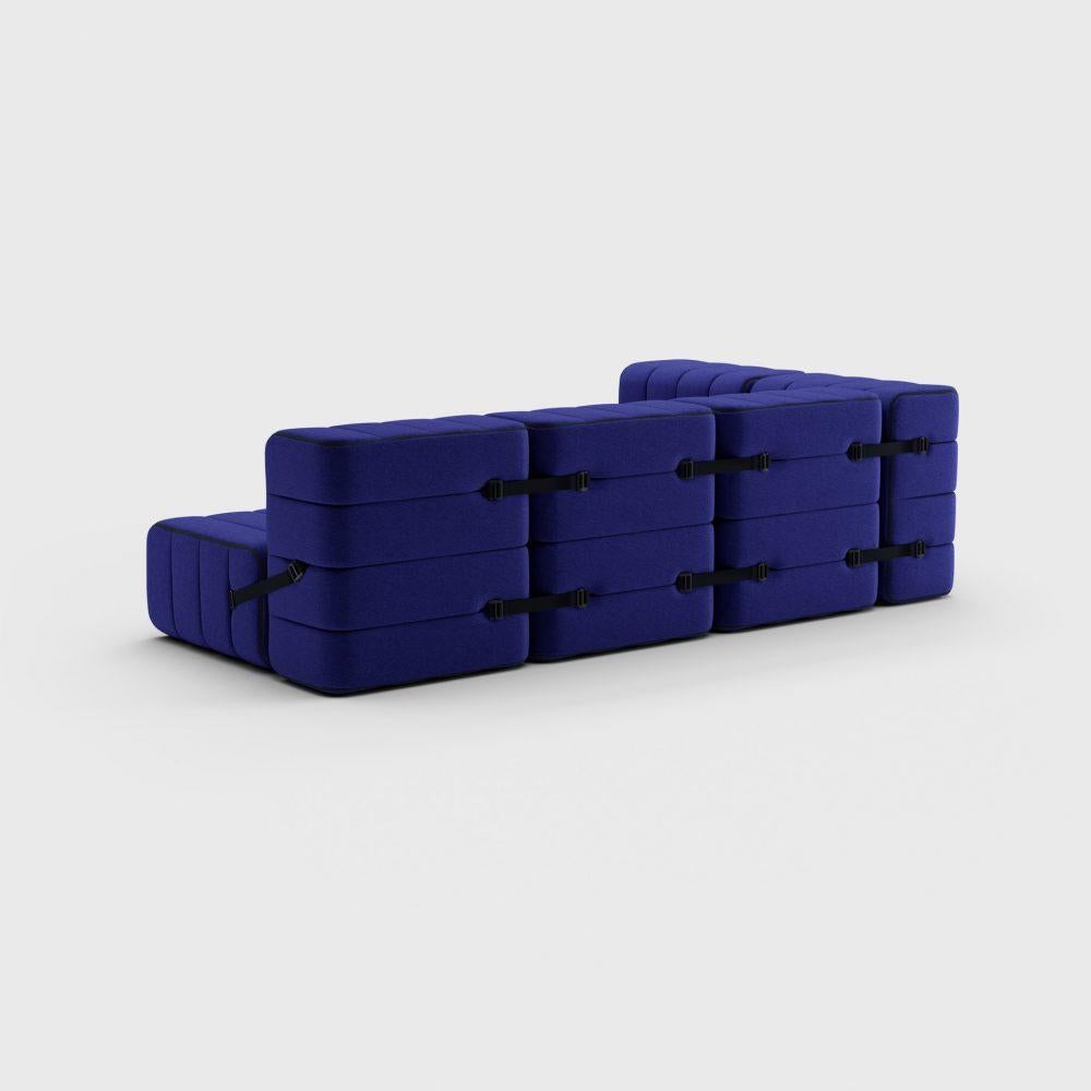 Modern Curt-Set 9 - e.g. Flexible small corner sofa - Jet - 9605 'Blue' For Sale