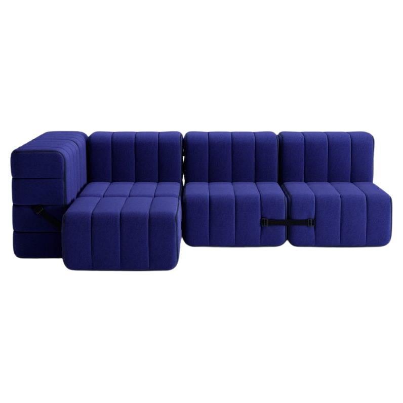 Curt-Set 9 - e.g. Flexible small corner sofa - Jet - 9605 'Blue'