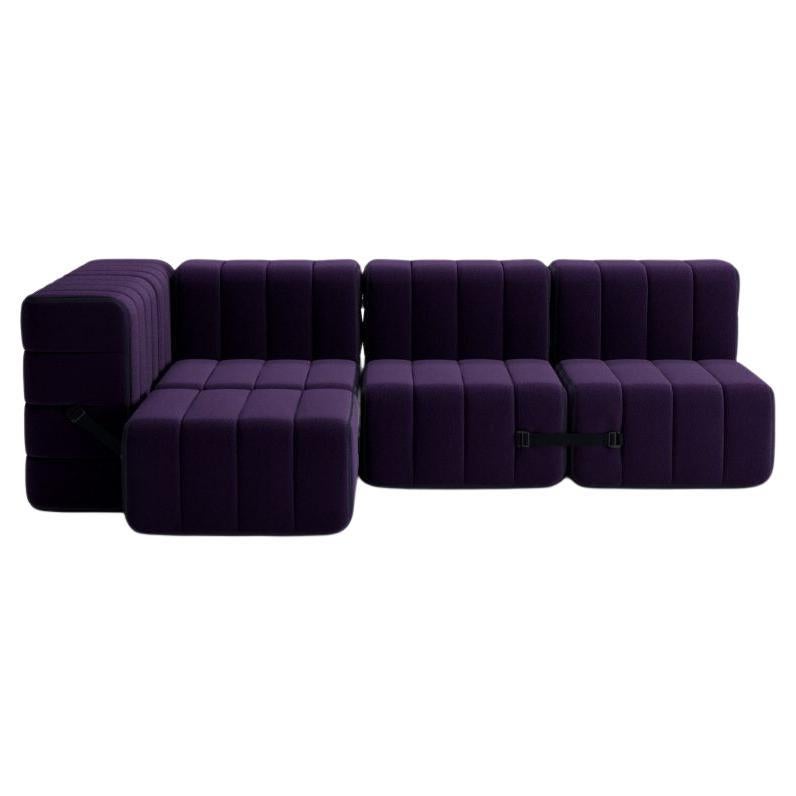 Curt-Set 9 - e.g. Flexible small corner sofa - Jet - 9607 'Blue / Purple' For Sale