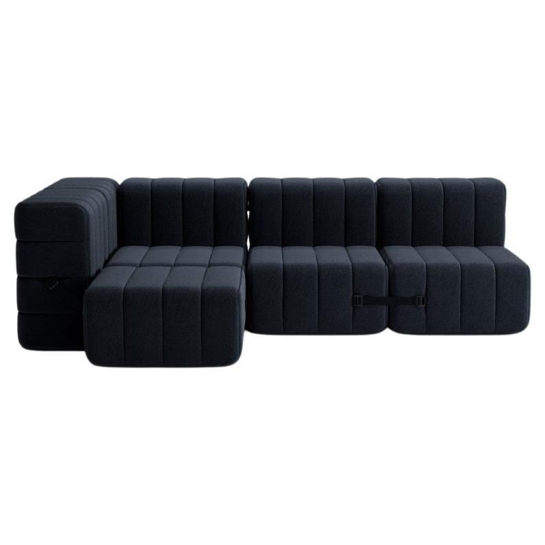 Curt-Set 9 - e.g. Flexible small corner sofa - Jet - 9806 'Dark grey' For Sale