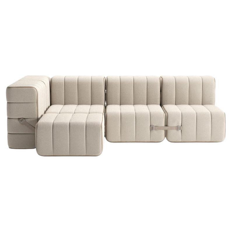 Curt-Set 9, E.G. Flexible Small Corner Sofa, Sera, Calla 'White / Beige' For Sale