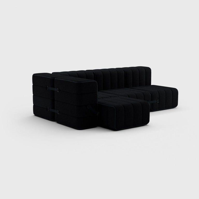 CurtSet 9 E.G. Flexible Small Corner Sofa Sera Ebony 'Black' For