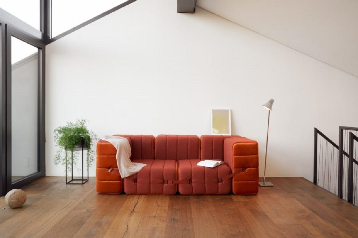 Modern Curt-Set 9 - E.G. Flexible Small Corner Sofa - Sera - Ebony 'Black' For Sale