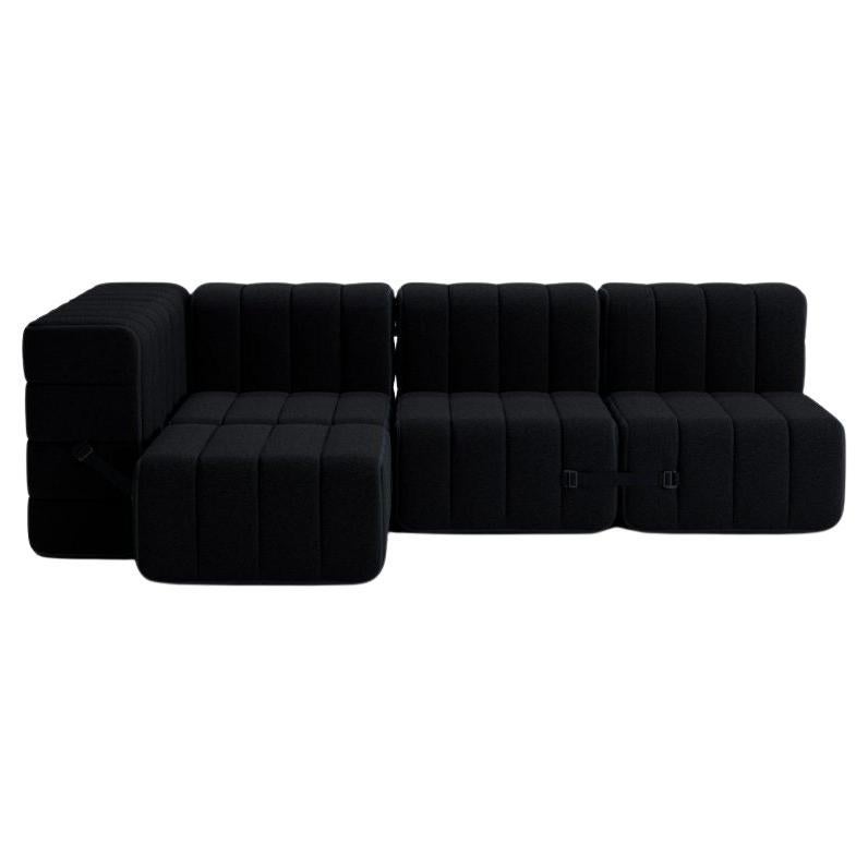 Curt-Set 9 - E.G. Flexible Small Corner Sofa - Sera - Ebony 'Black' For Sale