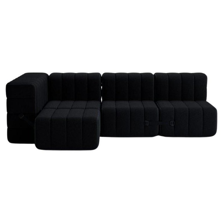 Curt-Set 9 - E.G. Flexible Small Corner Sofa - Sera - Ebony 'Black' For  Sale at 1stDibs