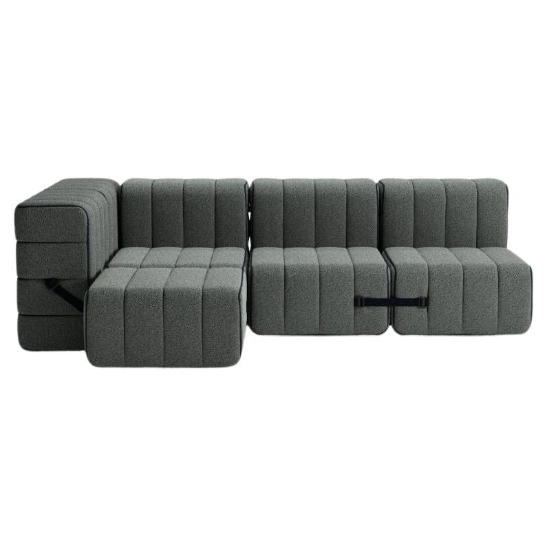 Gebogenes 9er-Set – z. B. Flexibles kleines Eck-Sofa – Sera – Gravel (grau)