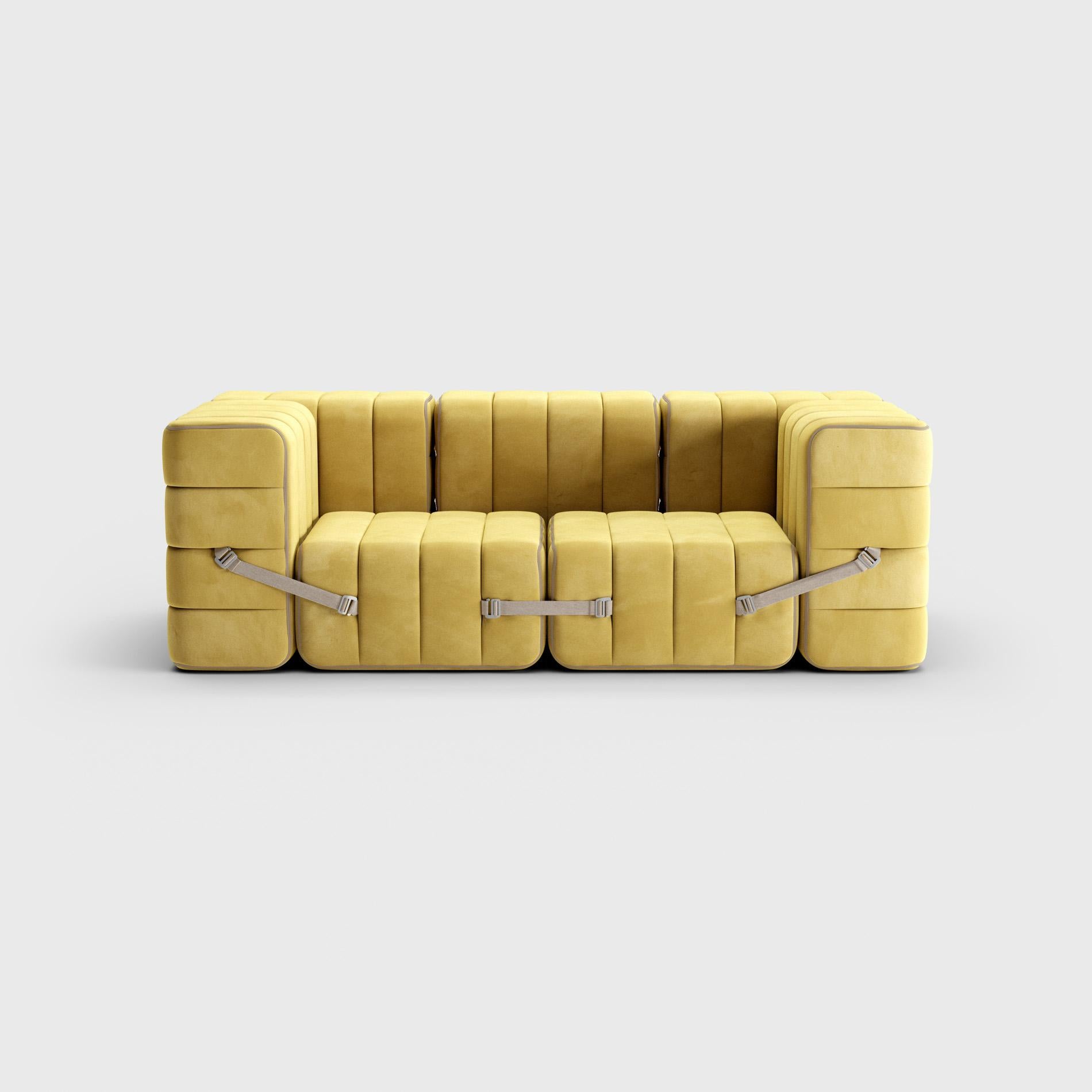 Hand-Crafted Curt Single Module – Fabric Barcelona 'Cornhusk' – Curt Modular Sofa System For Sale