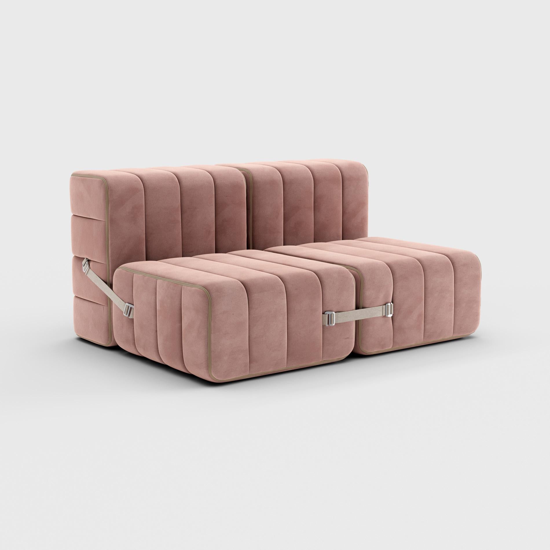 Modern Curt Single Module, Fabric Barcelona 'Lotus Rose', Curt Modular Sofa System For Sale