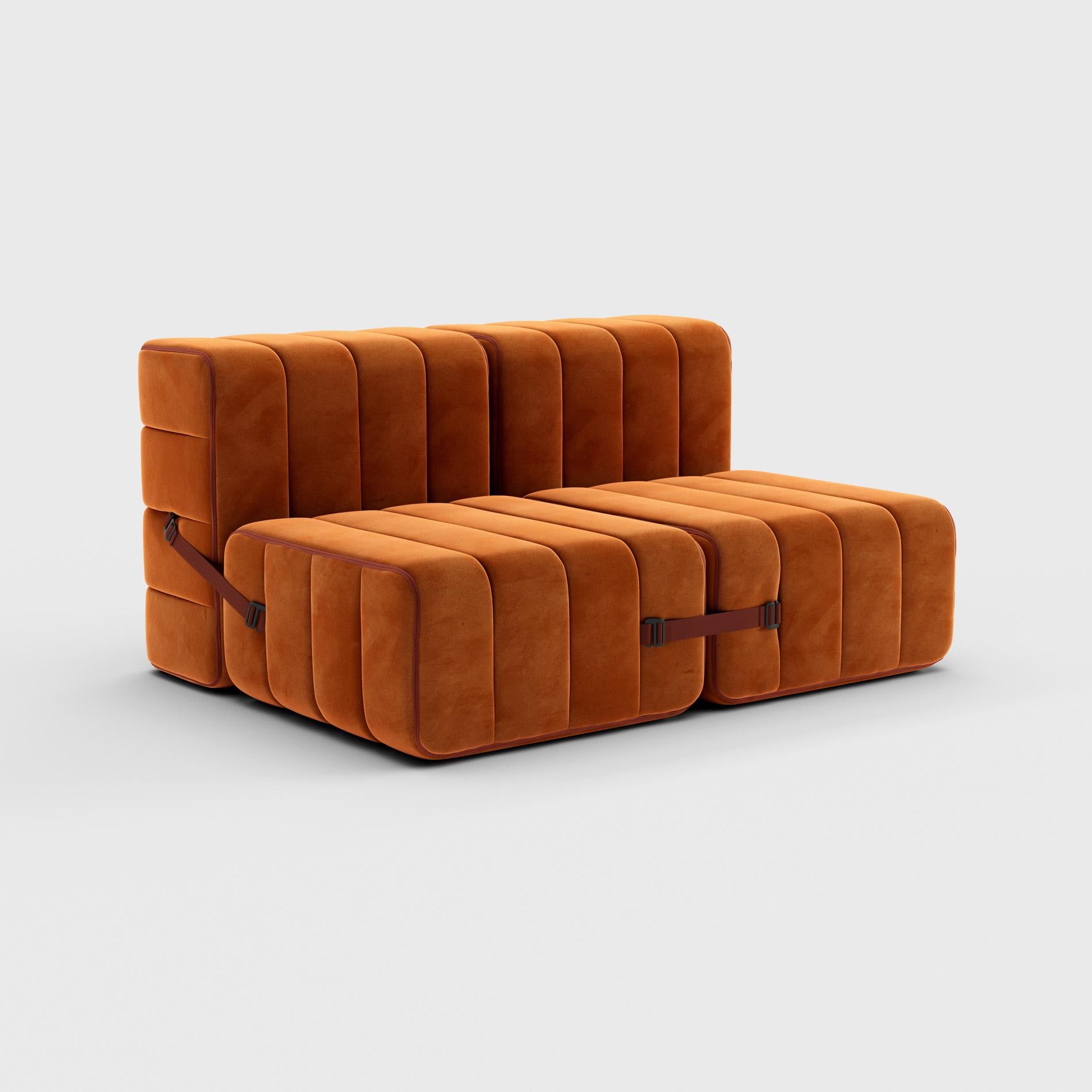 German Curt Single Module – Fabric Barcelona 'Russet Red' – Curt Modular Sofa System For Sale