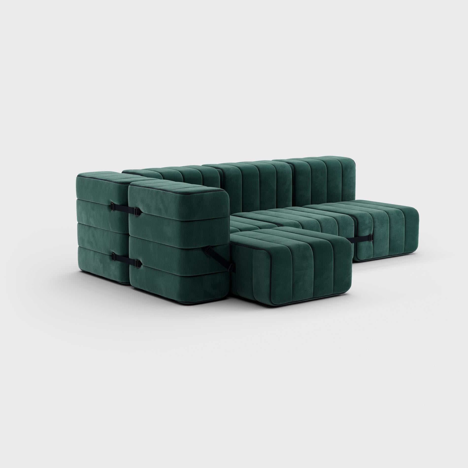 Hand-Crafted Curt Single Module – Fabric Barcelona 'Serpentine' – Curt Modular Sofa System For Sale