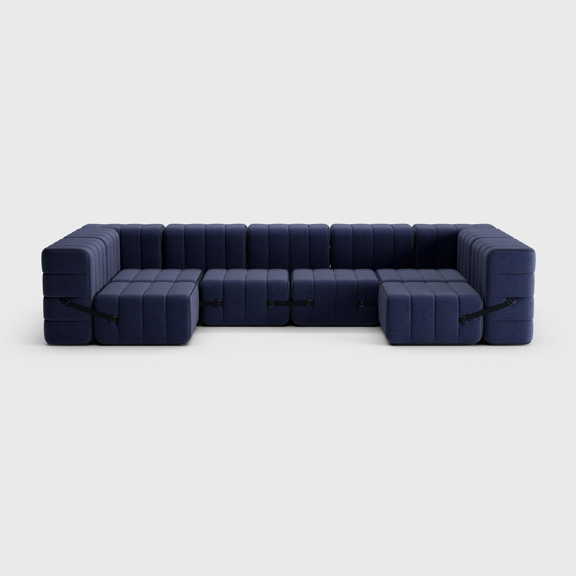 Contemporary Curt Single Module, Fabric Dama '0048 Dark Blue', Curt Modular Sofa System For Sale