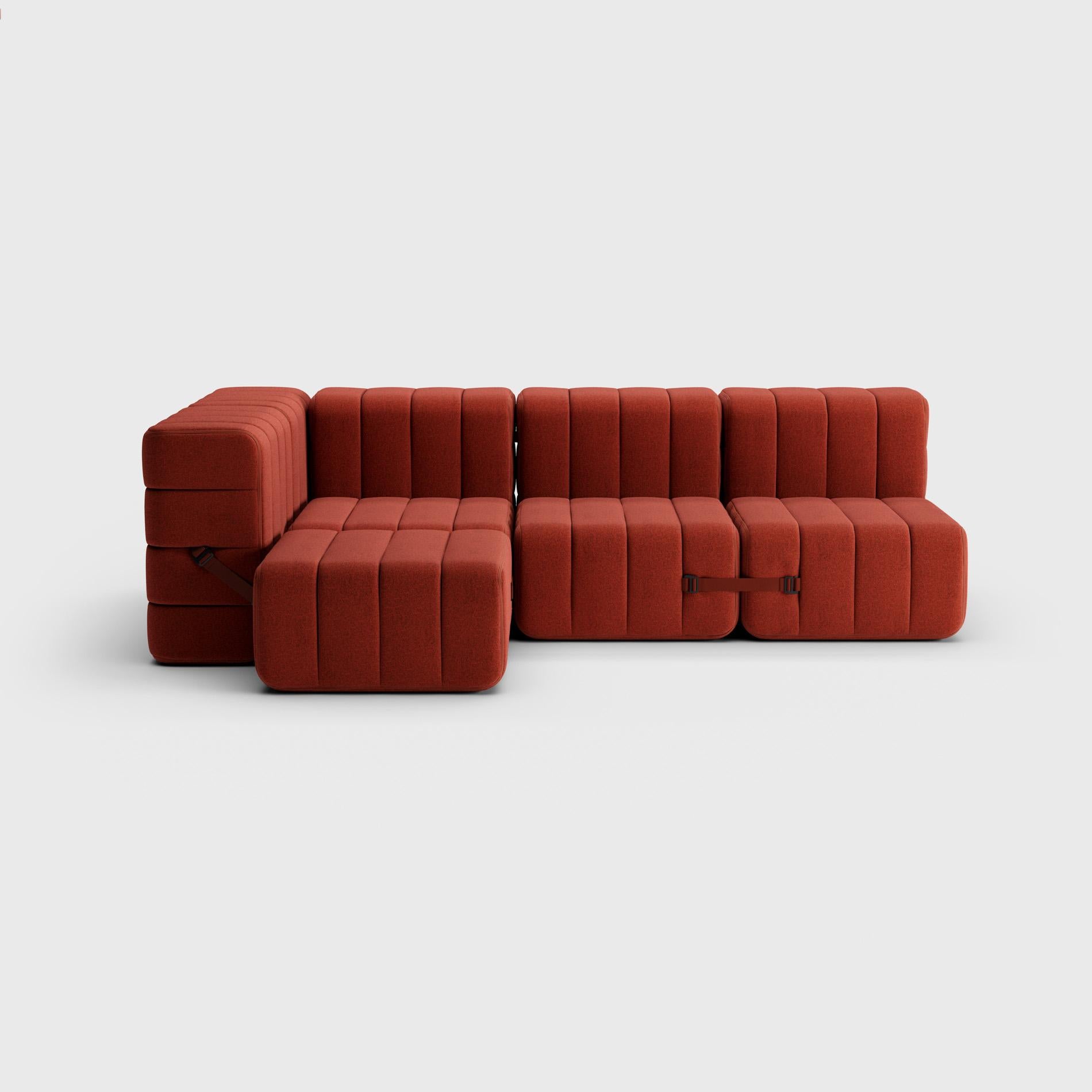 German Curt Single Module, Fabric Dama '0058 Red' - Curt Modular Sofa System For Sale