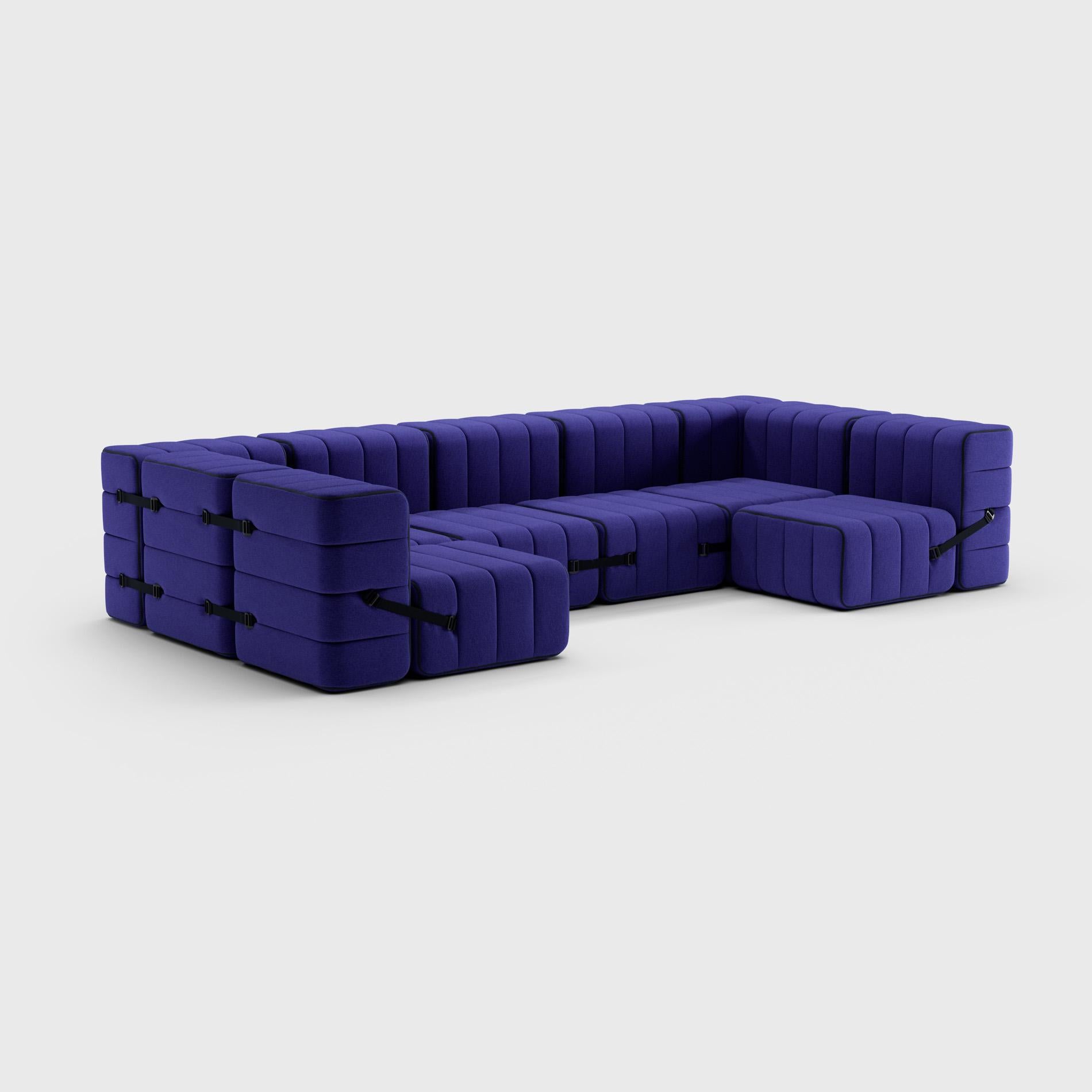 Curt Single Module – Fabric Jet '9605 Blue' – Curt Modular Sofa System In New Condition For Sale In Berlin, BE