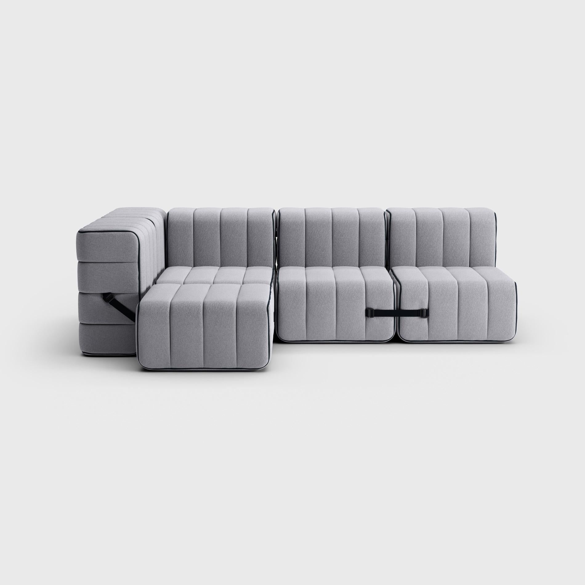 Hand-Crafted  Curt Single Module – Fabric Jet '9803 Grey' – Curt Modular Sofa System For Sale