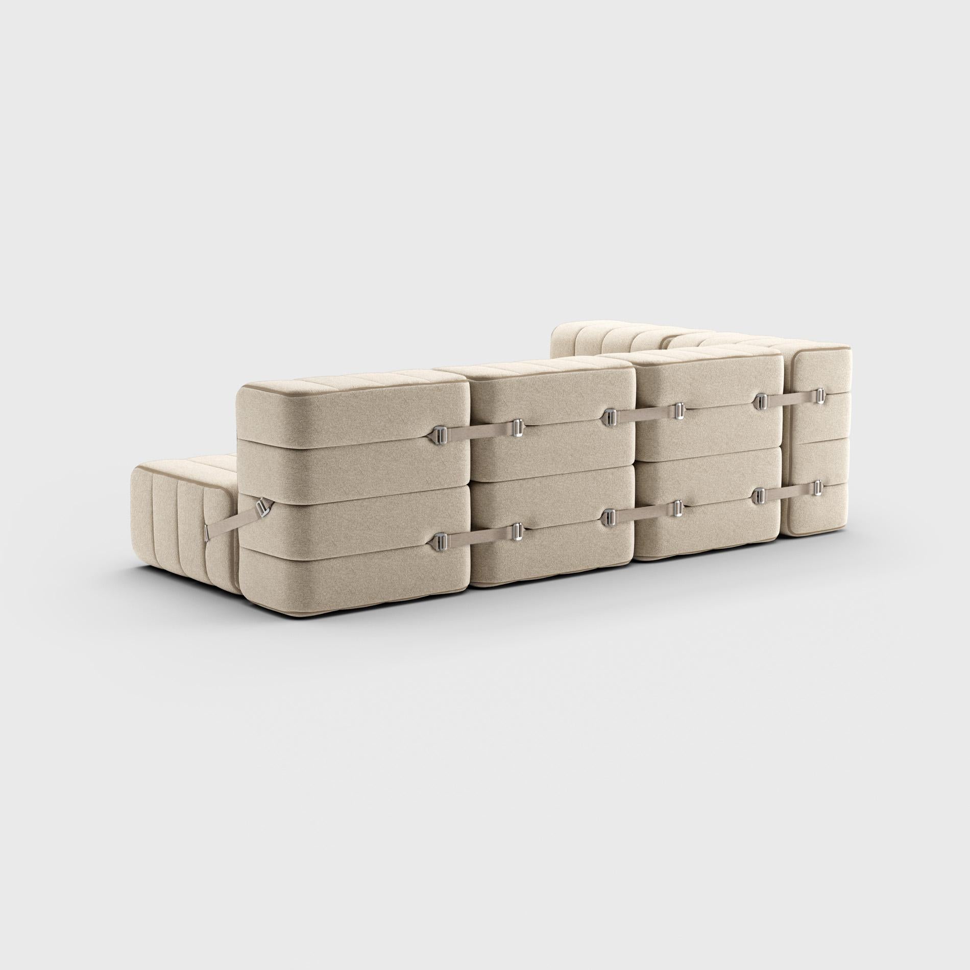 Curt Single Module – Fabric Jet '9110 Grey / Beige' – Curt Modular Sofa System In New Condition For Sale In Berlin, BE