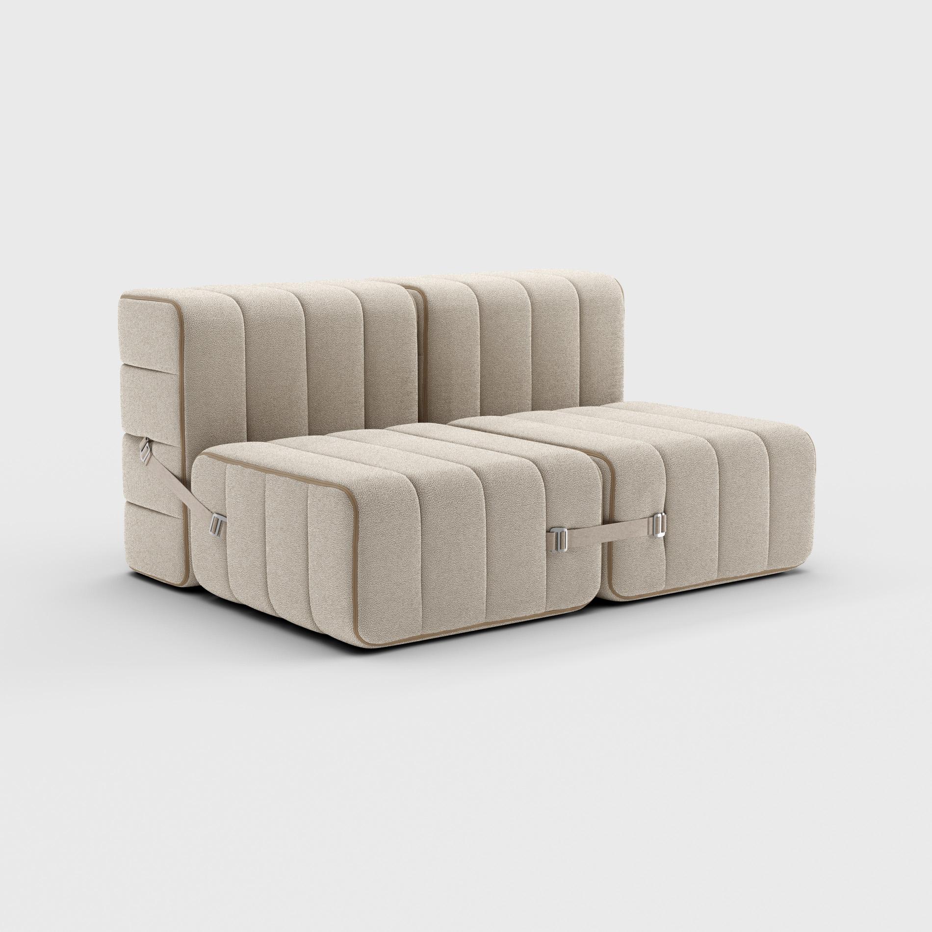 Modern Curt Single Module, Fabric Sera 'Calla White / Beige', Curt Modular Sofa System For Sale