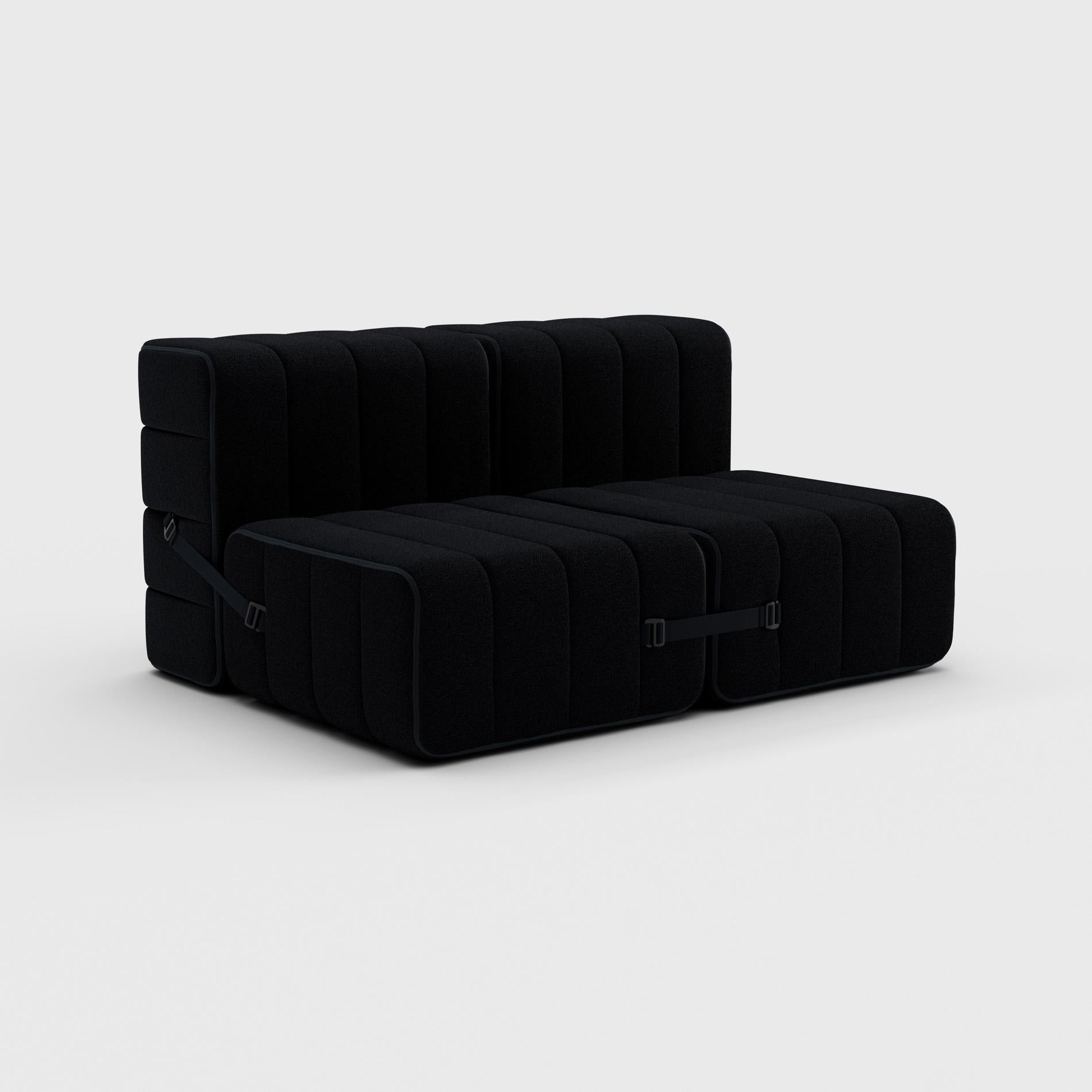 Modern Curt Single Module, Fabric Sera 'Ebony Black', Curt Modular Sofa System For Sale