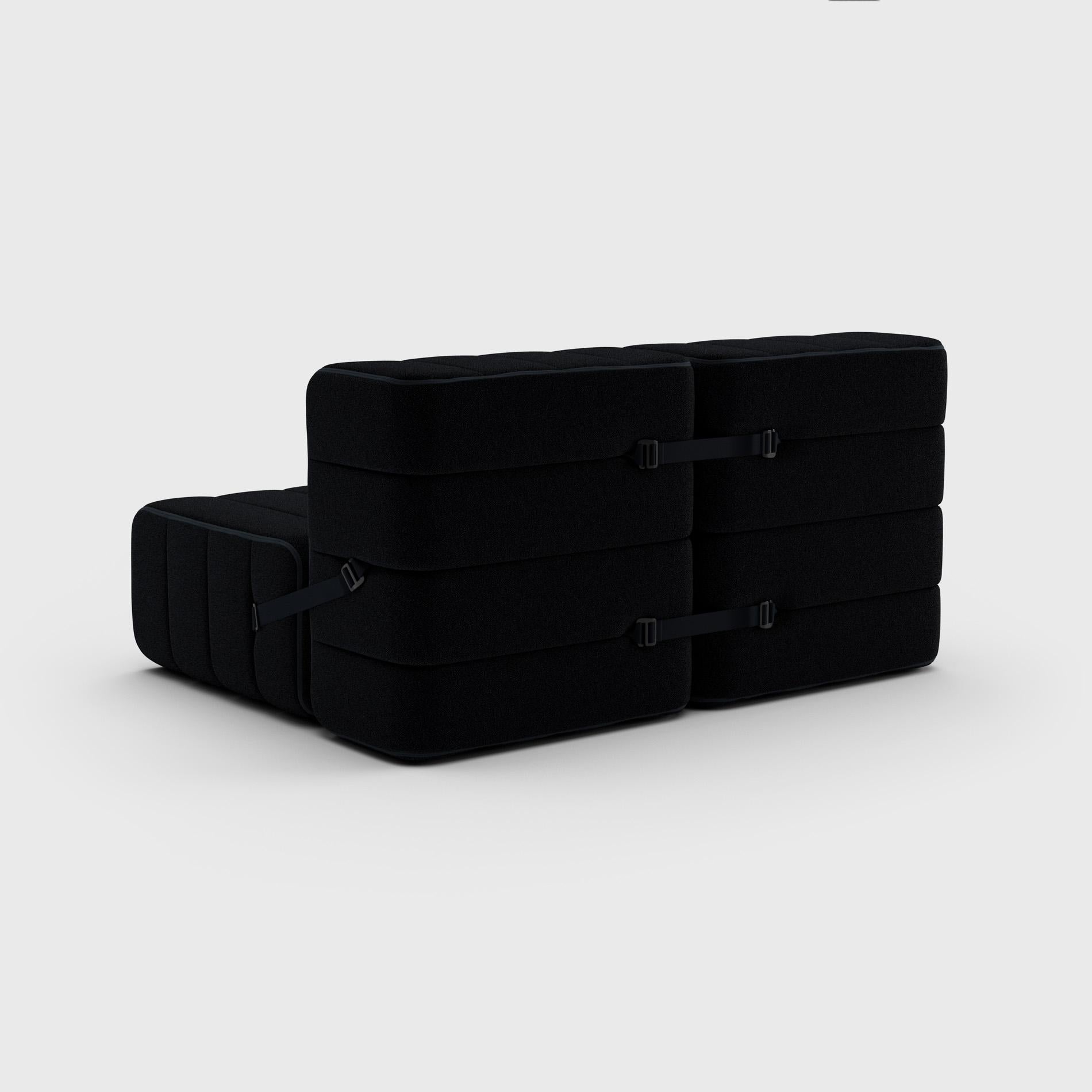 German Curt Single Module, Fabric Sera 'Ebony Black', Curt Modular Sofa System For Sale