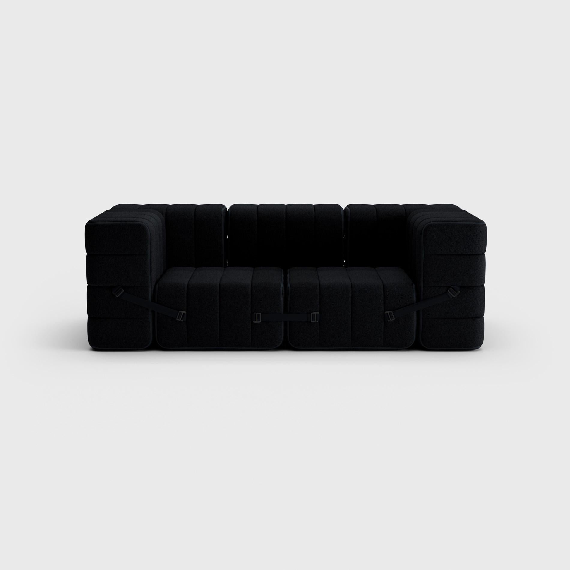 Hand-Crafted Curt Single Module, Fabric Sera 'Ebony Black', Curt Modular Sofa System For Sale
