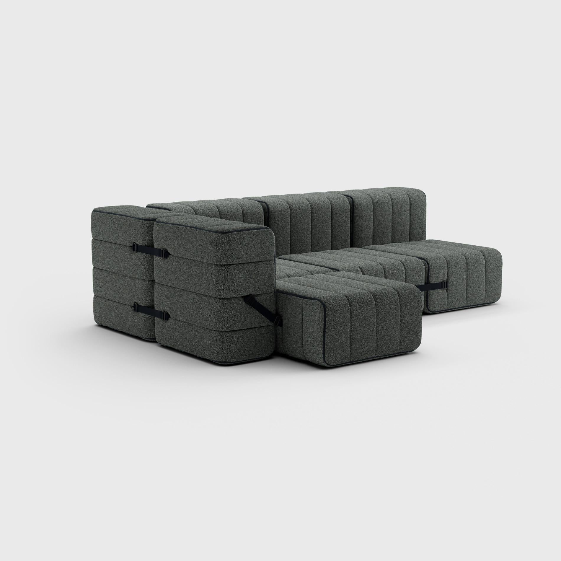 Contemporary Curt Single Module, Fabric Sera 'Gravel Grey', Curt Modular Sofa System For Sale
