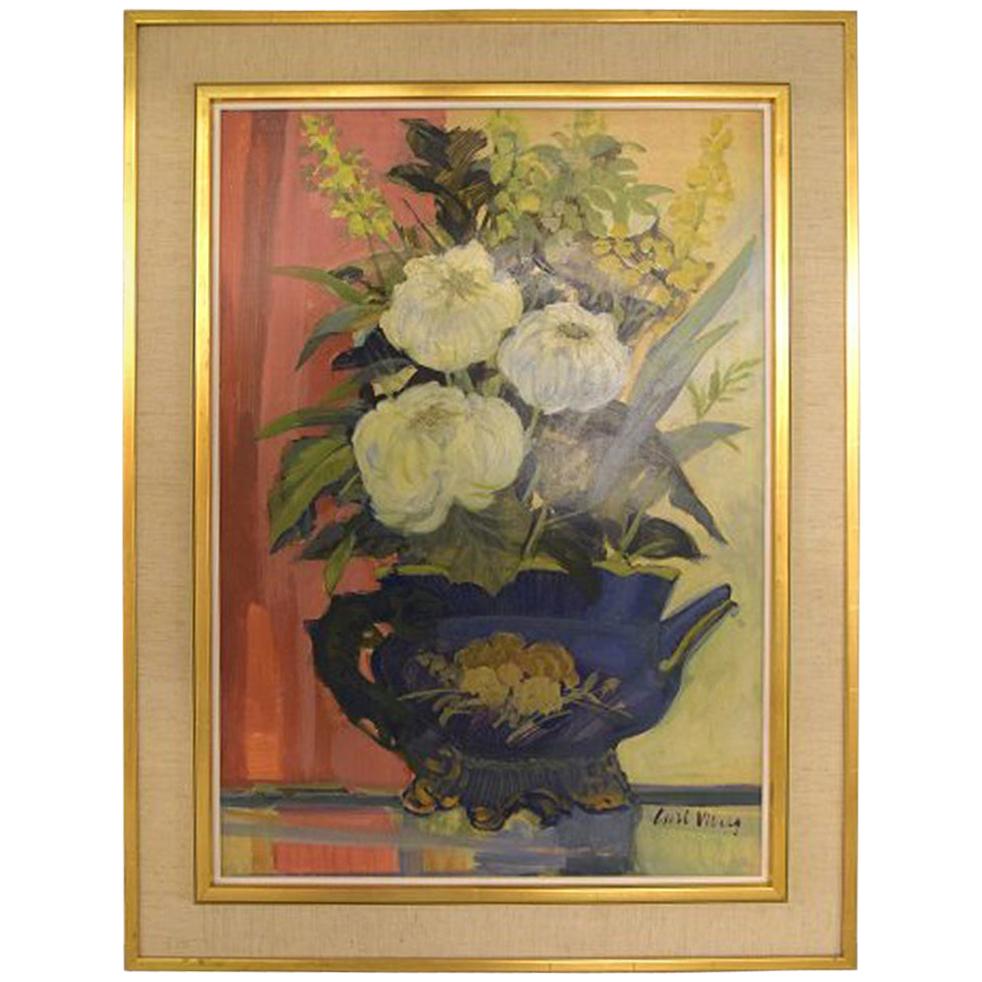Curt Viberg 1908-1969, schwedischer Maler, Stillleben mit Blumen, Öl auf Karton