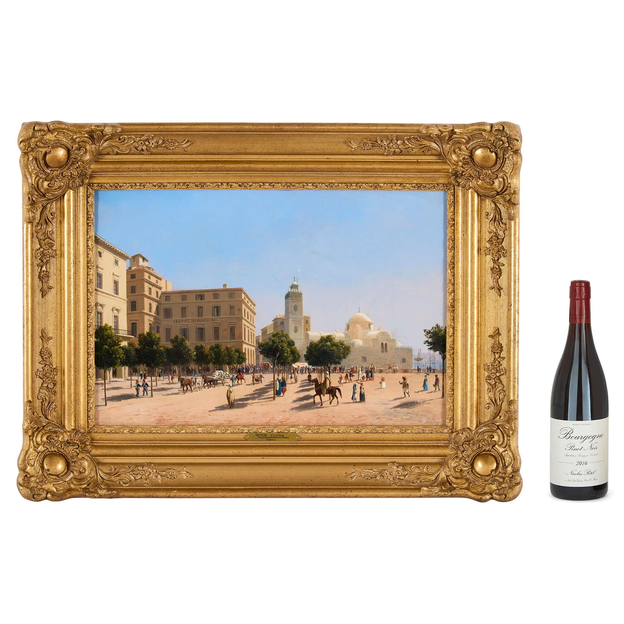 Peinture à l'huile ancienne Place du Gouvernement, Alger par Curt Grolig en vente 6