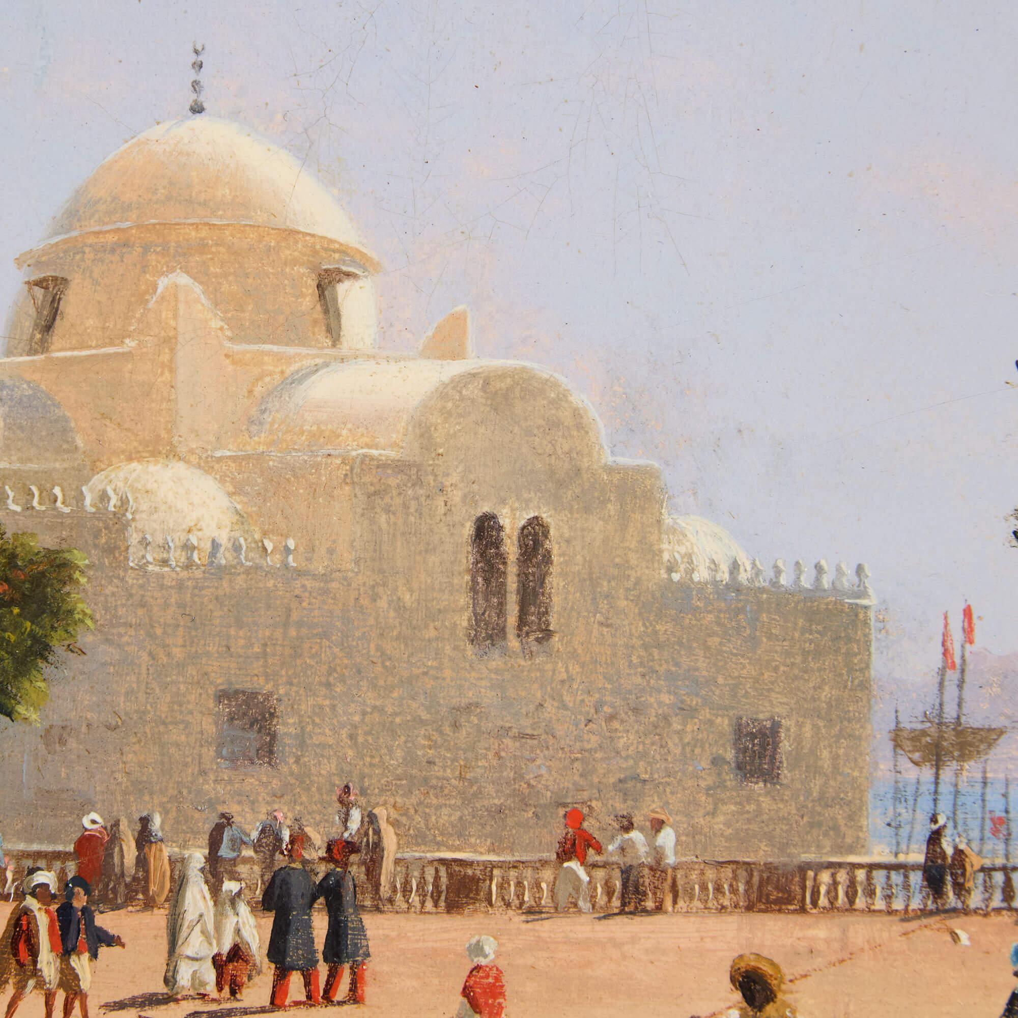 Peinture à l'huile ancienne Place du Gouvernement, Alger par Curt Grolig
Allemand, Milieu du XIXe siècle
Toile : Hauteur 31 cm, largeur 43 cm
Cadre : Hauteur 45 cm, largeur 58 cm, profondeur 7 cm

Peinte par Curt Victor Clemens Grolig (1805-1863),