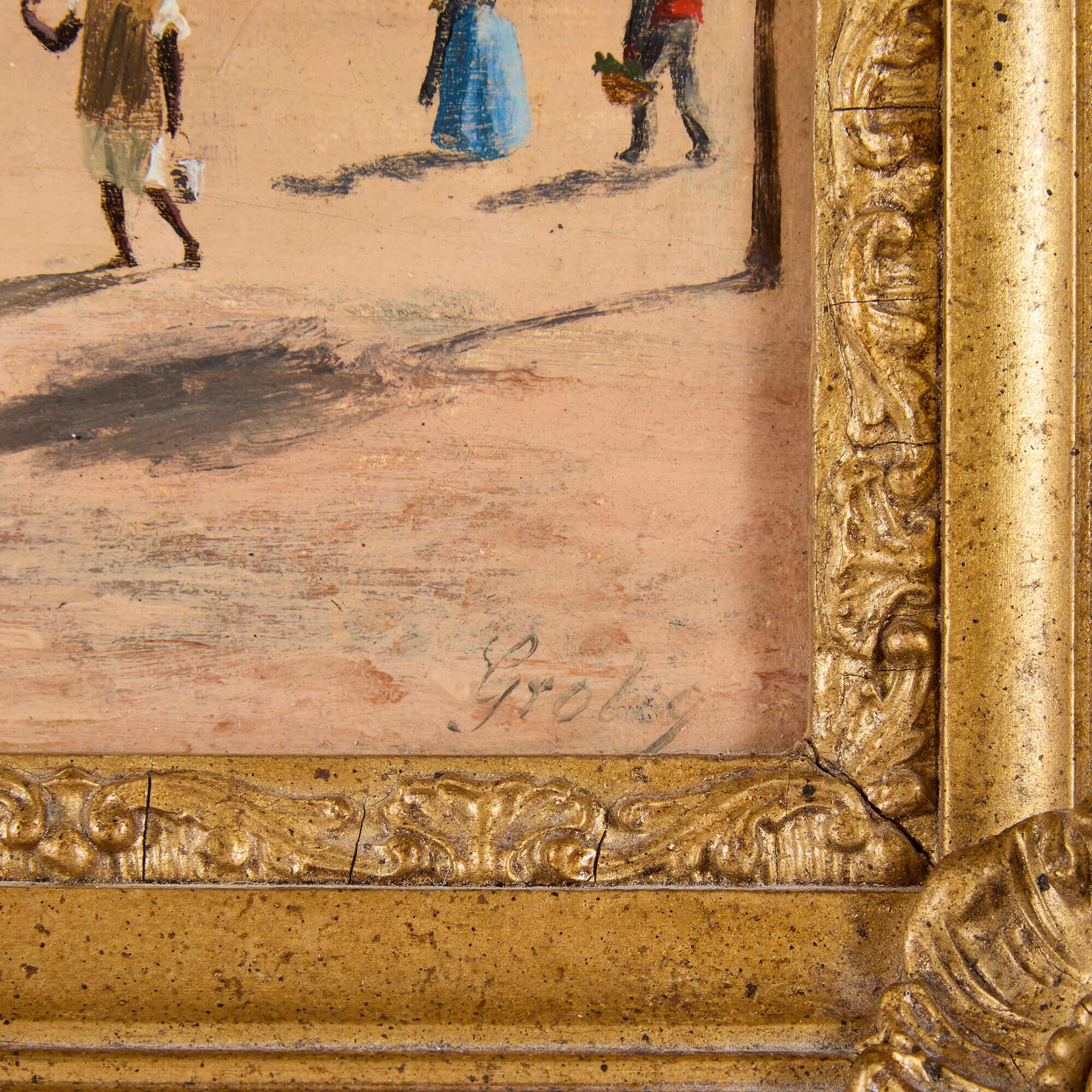 Peinture à l'huile ancienne Place du Gouvernement, Alger par Curt Grolig en vente 2