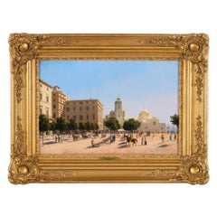 Antique Oil Painting Place du Gouvernement, Algiers by Curt Grolig