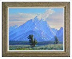 Curt Walters Original Oil Painting On Canvas Signed Mountain Landscape Artwork