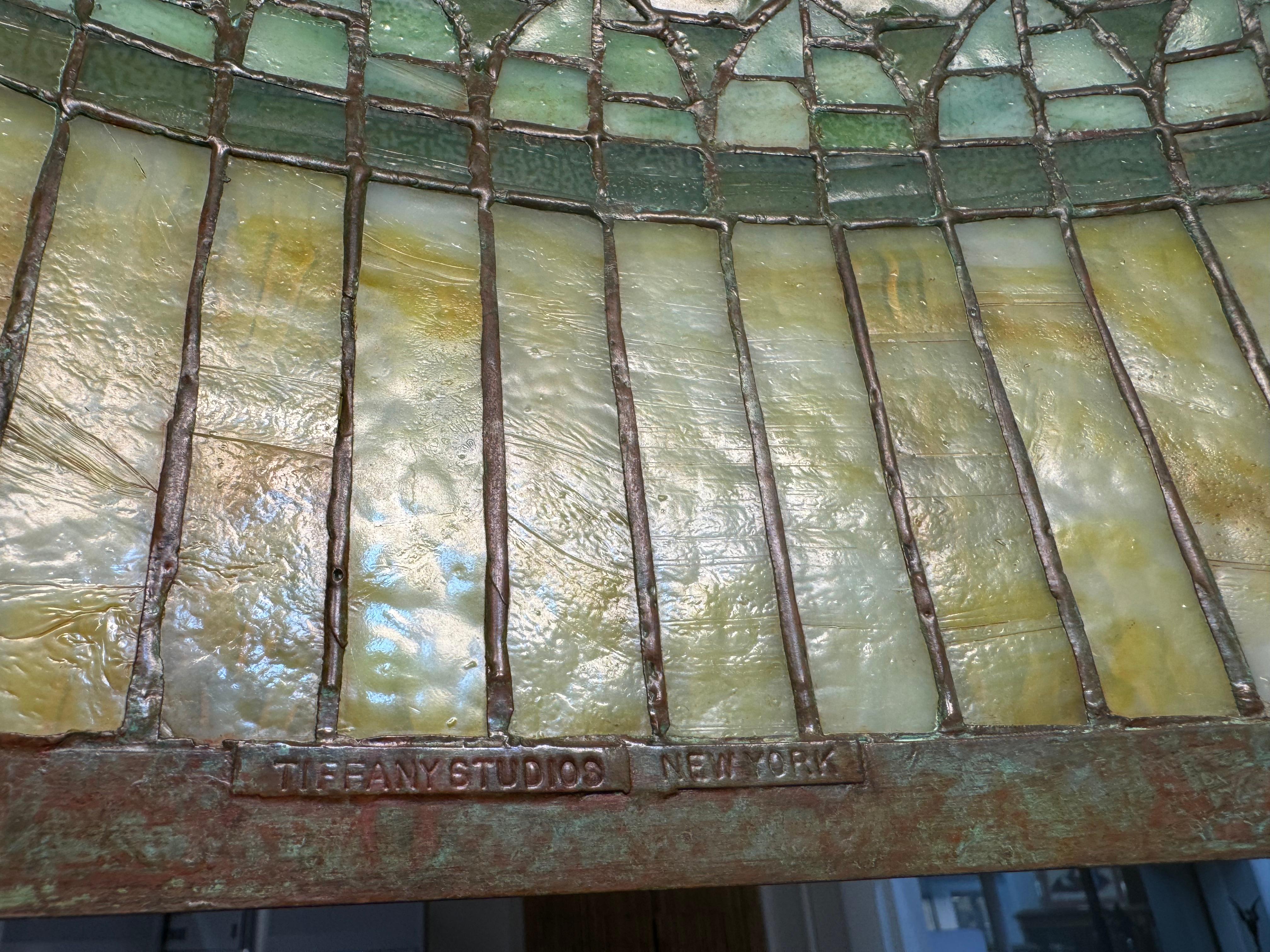 'Curtain Border' Chandelier, Stamped Tiffany Studios, Christie's NY Provenance For Sale 8