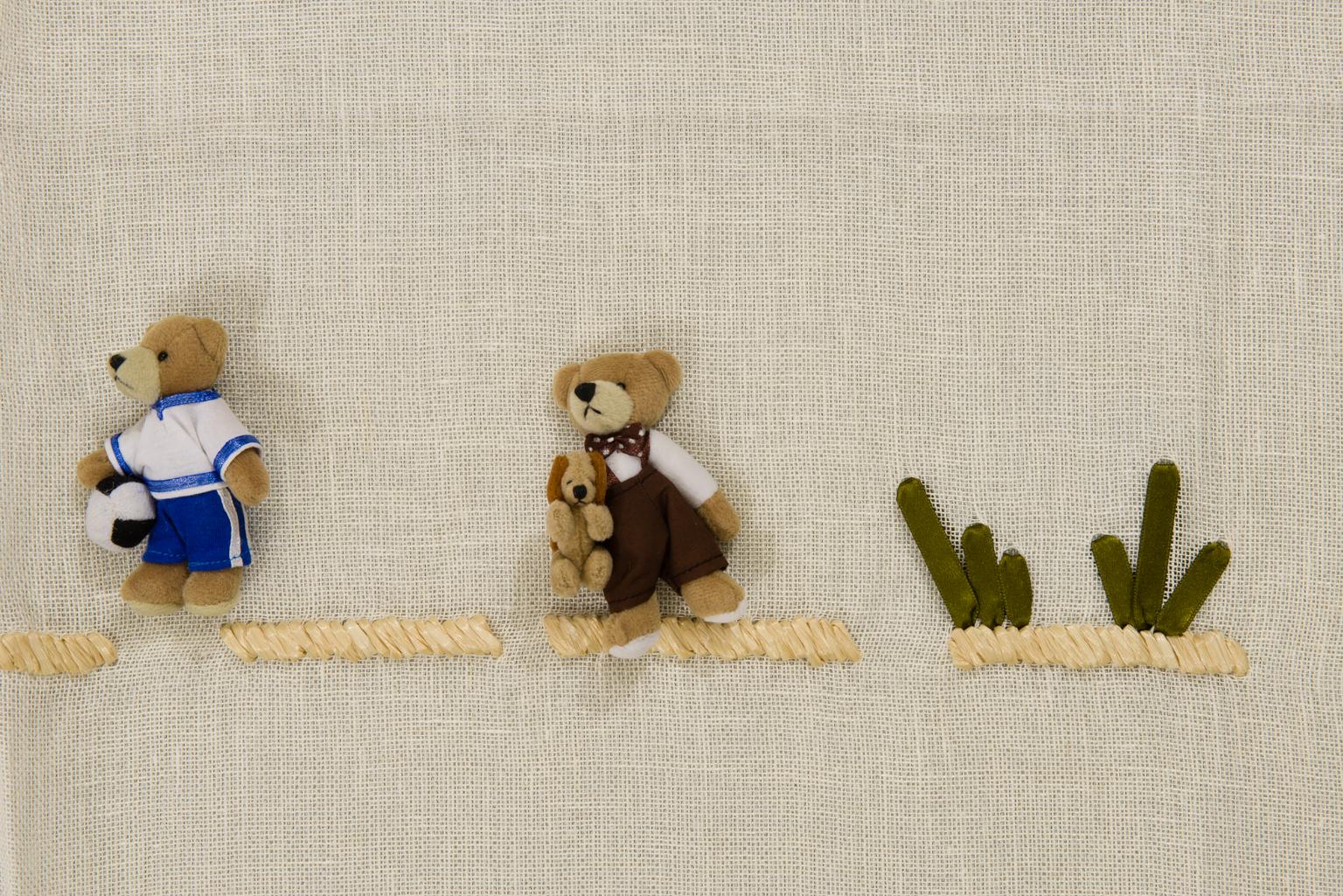 Modern Embroidered Curtain for a Baby Room with Teddy Bears For Sale