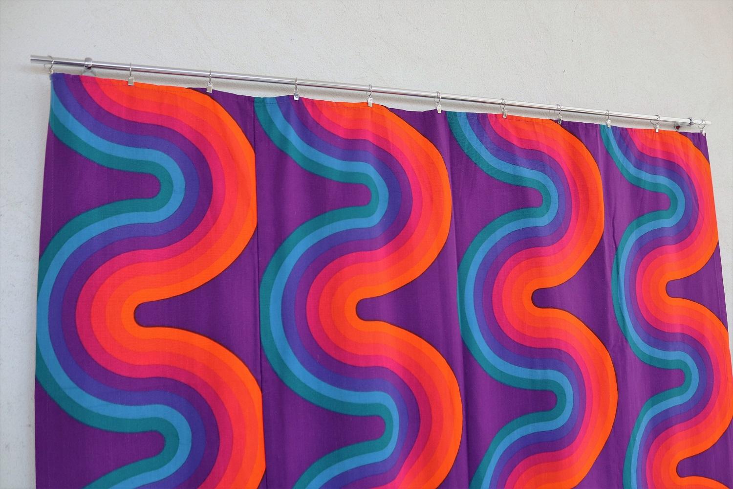 Verner Panton Set of Two Curtain Panels Mira-X Collection,  1960s In Good Condition In Morazzone, Varese