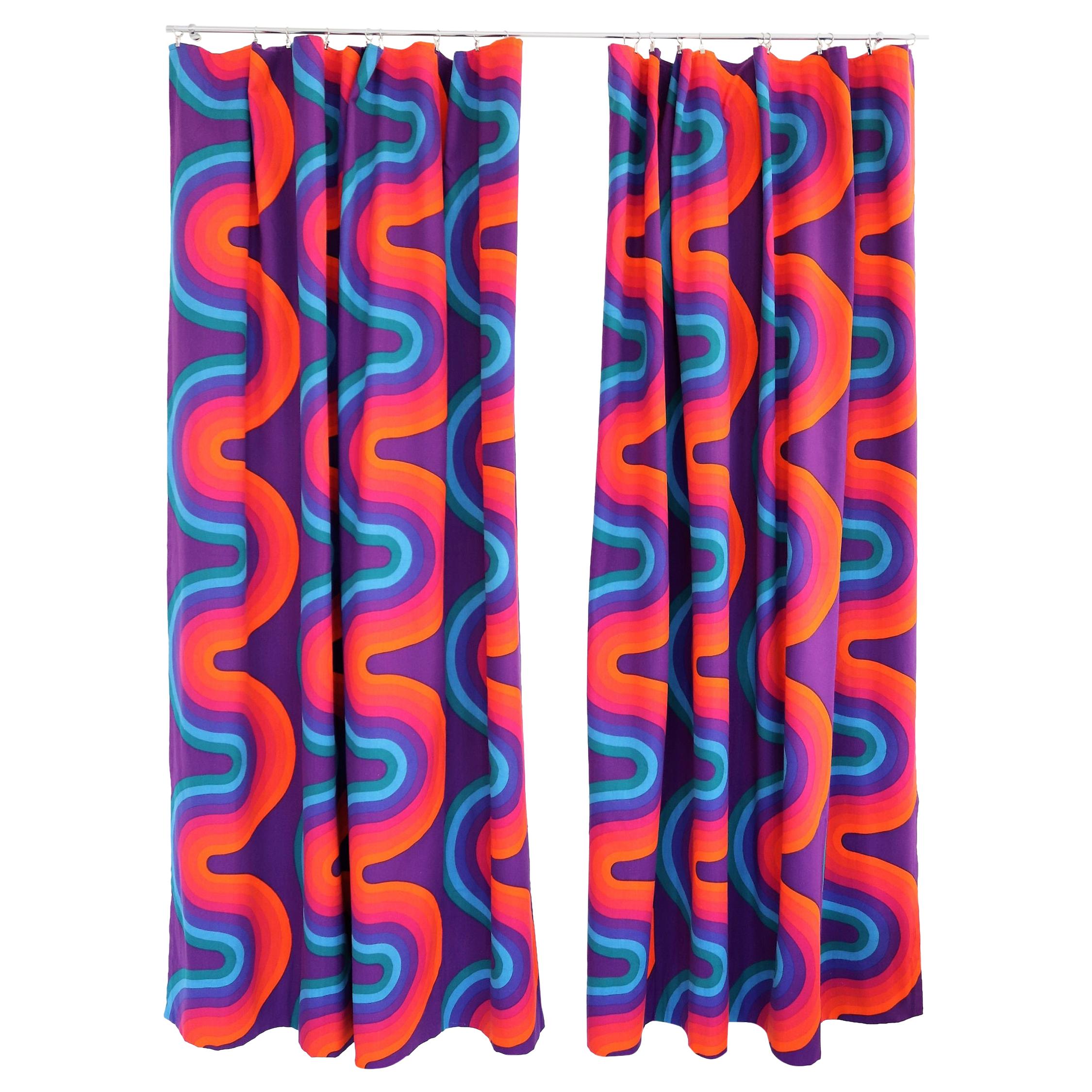 Verner Panton Set of Two Curtain Panels Mira-X Collection,  1960s