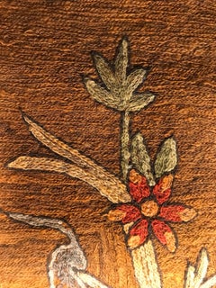 Curtains Bed Crewelwork Embroidered Brown Red Green Blue