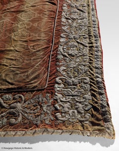 Curtains Mentmore Rust Silk Velvet Embossed Gilt Embroidered Applique Set Three