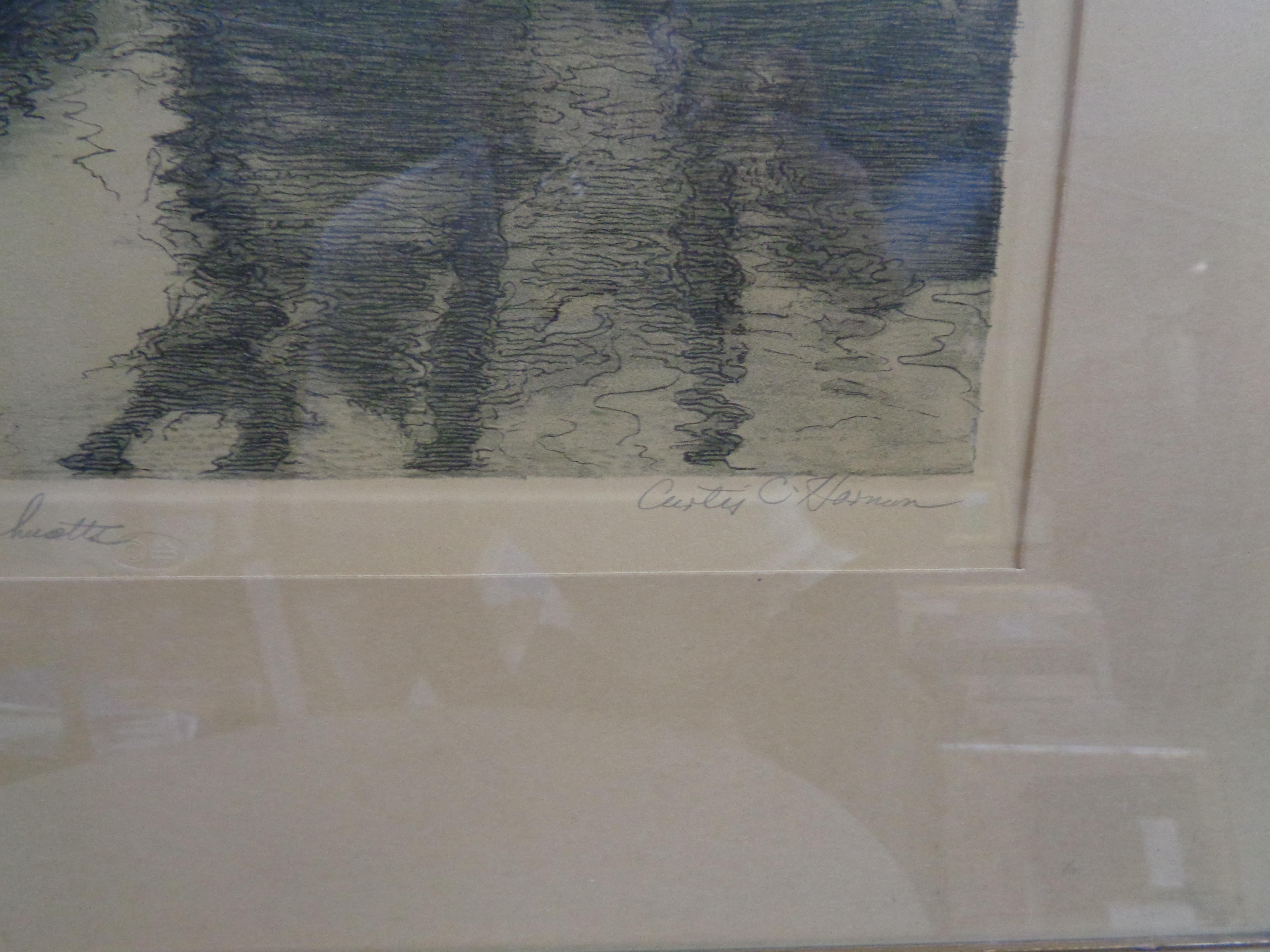Etching by Curtis C Harmon Fishing Boats at Gloucester Mass For Sale 6