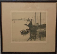 Acquaforte di Curtis C Harmon Barche da pesca a Gloucester Mass.