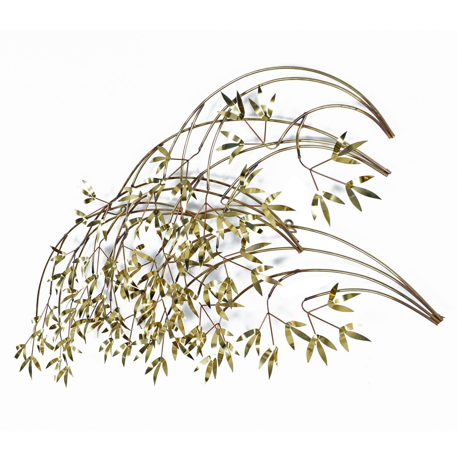 This Hollywood Regency brass sculpture by American designer Curtis Jere depicts slender bamboo chutes with delicate leaves. The photos simply do not do it justice. You will certainly fall in love with the graceful organic form and subtle patina