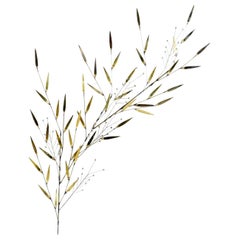 Curtis C. Jere Brass Branch Leaf Berry Sculpture Wall Art, Signed 1979