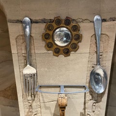 1970s Artisan Curtis C Jere Fork & Spoon Pop Art Wall Sculpture California