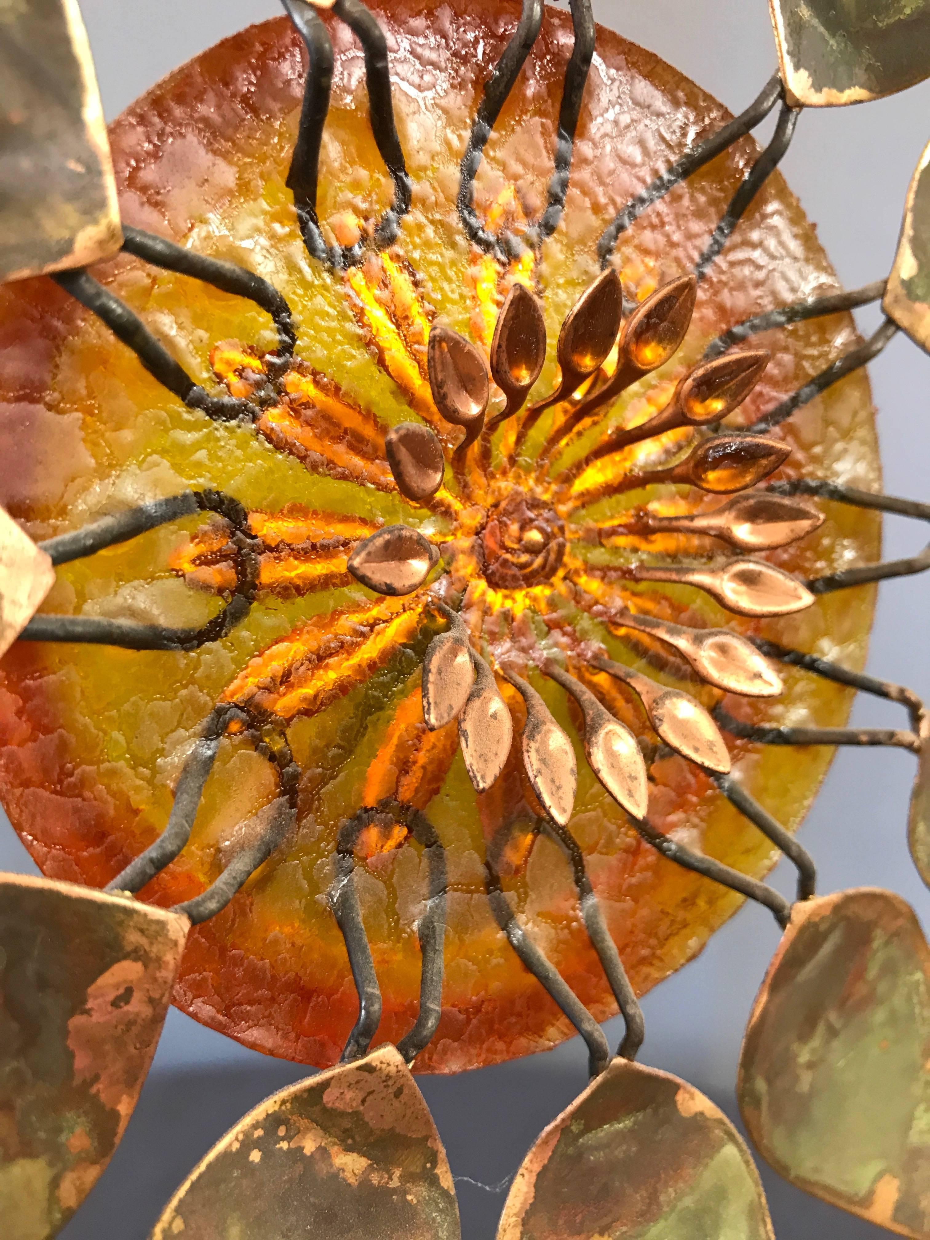 American Curtis Jeré Metal and Resin Sunflower Sculpture